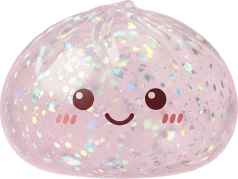 Glitter Dumpling Squishy Silber Metallic beim Drücken, weiches Material