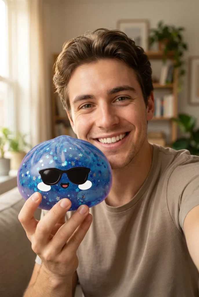 Sparkle Sonnenbrille Dumpling Squishy Blau im Alltag