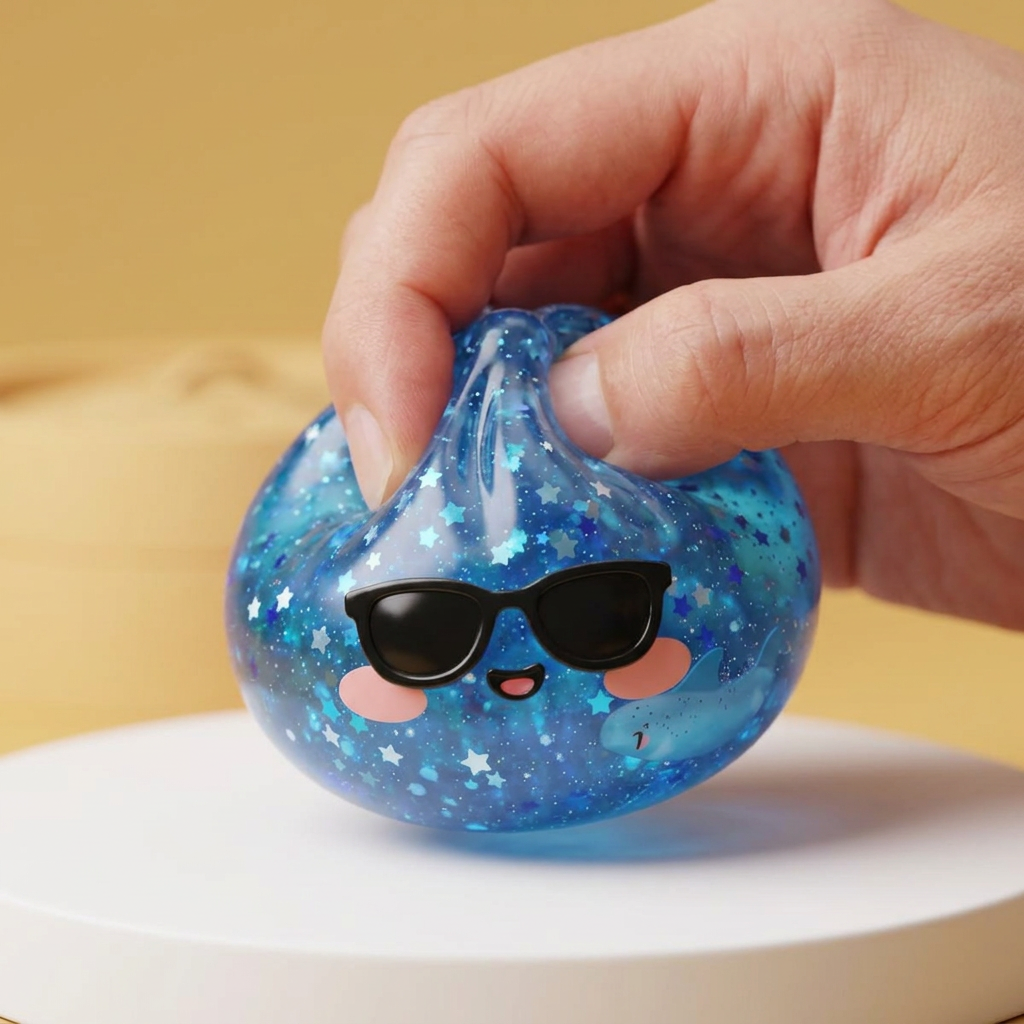 Sparkle Sonnenbrille Dumpling Squishy Blau — slow-rise Effekt, der Schaum federt langsam zurück