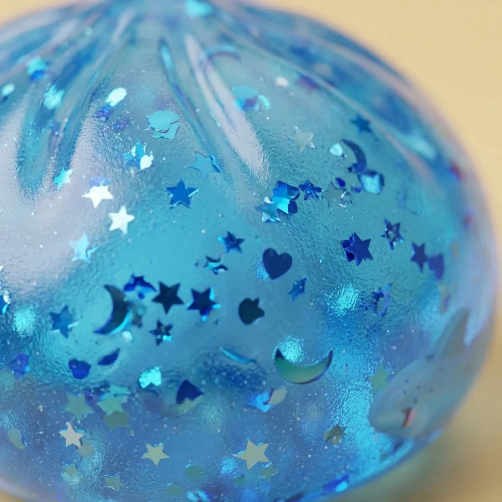 Sparkle Sonnenbrille Dumpling Squishy Blau — Makro-Nahaufnahme der Textur