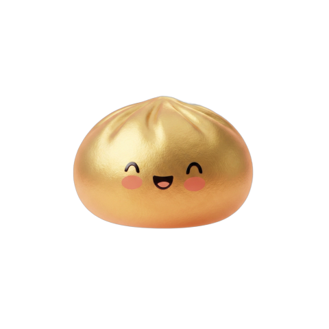 Dumpling Squishy Lucky Gold – Slow Rise Bun beim Drücken, weiches Material
