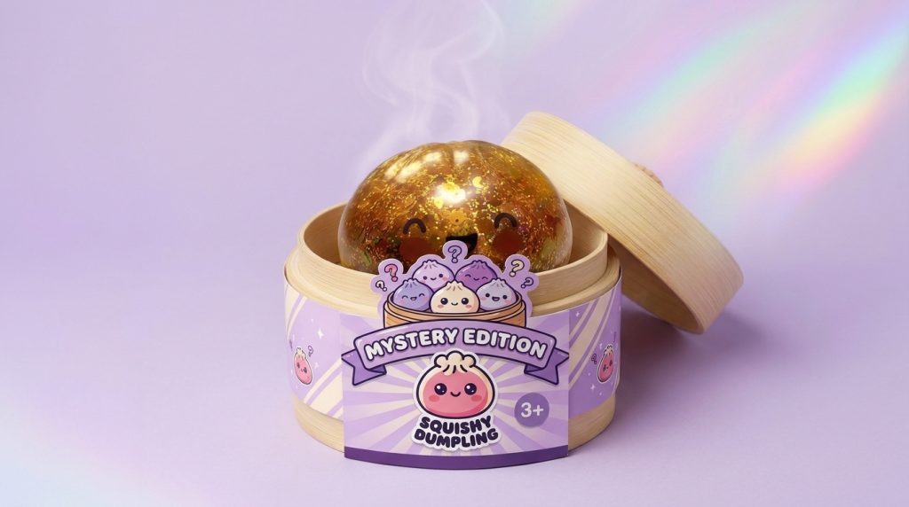 Squishy Bun Mystery Dumpling Überraschung im Bambus-Dämpfkörbchen