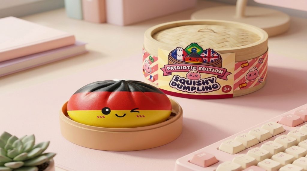 Flag Squishy Toy Dumpling Deutschland in seiner kawaii Umgebung