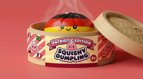 Flag Squishy Toy Dumpling Deutschland im Bambus-Dämpfkörbchen