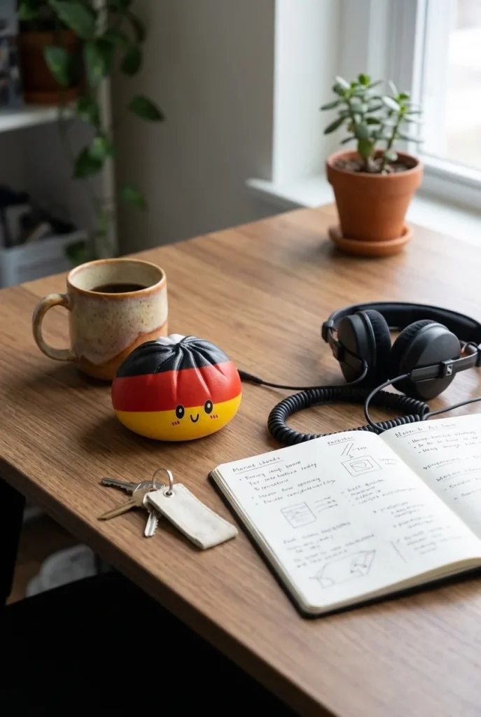 Flag Squishy Toy Dumpling Deutschland auf dem Schreibtisch
