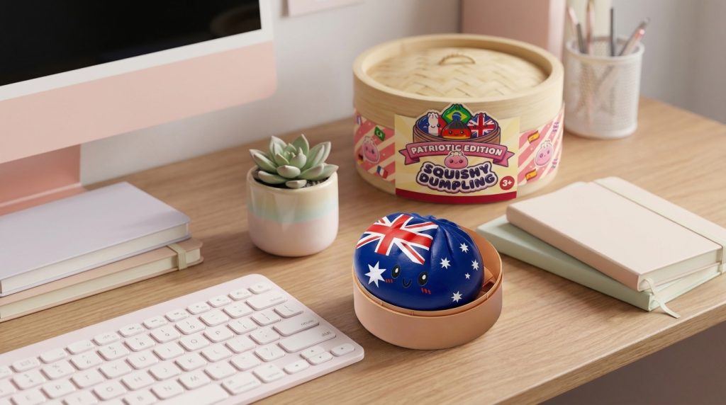 Flag Squishy Dumpling Australien in seiner kawaii Umgebung