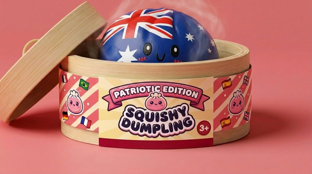 Flag Squishy Dumpling Australien im Bambus-Dämpfkörbchen