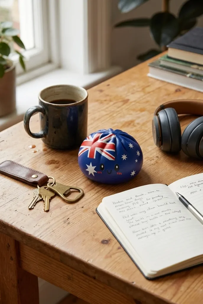 Flag Squishy Dumpling Australien auf dem Schreibtisch