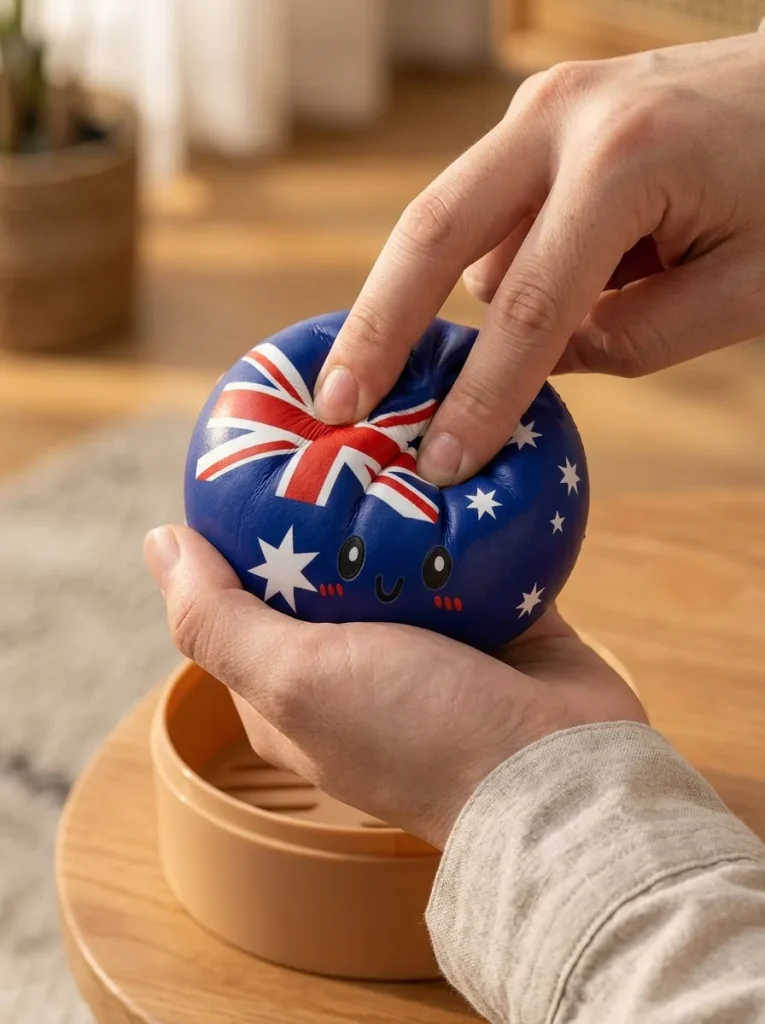 Flag Squishy Dumpling Australien beim Drücken