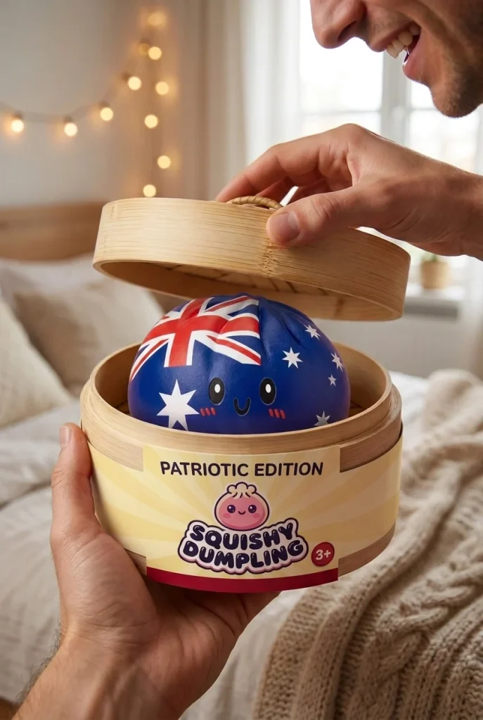 Flag Squishy Dumpling Australien beim Auspacken