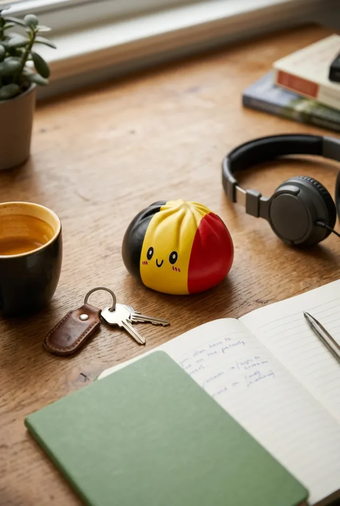 Squishy Dumpling Flag Belgien auf dem Schreibtisch