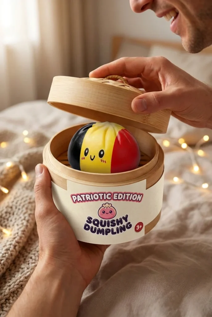 Squishy Dumpling Flag Belgien beim Auspacken