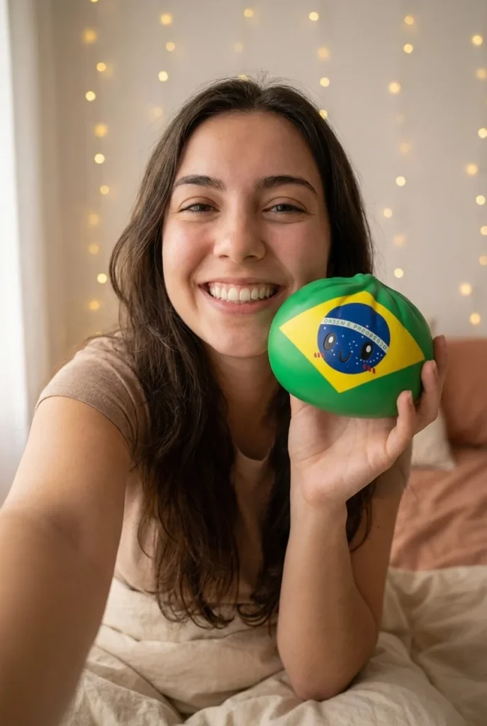 Dumpling Squishy Flag Brasilien im Alltag
