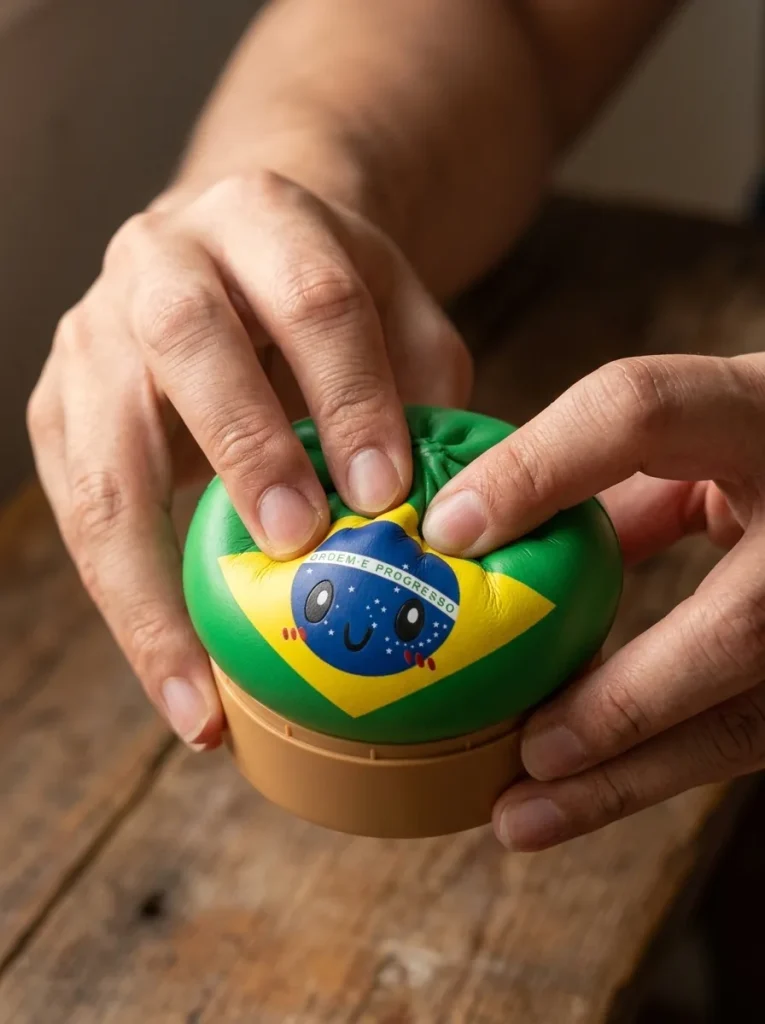 Dumpling Squishy Flag Brasilien beim Drücken