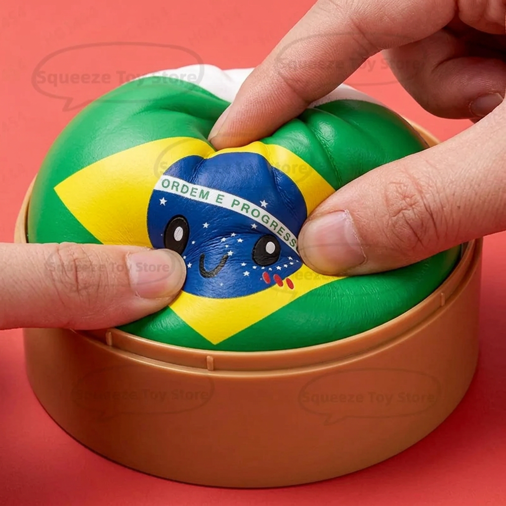 Dumpling Squishy Flag Brasilien — slow-rise Effekt, der Schaum federt langsam zurück