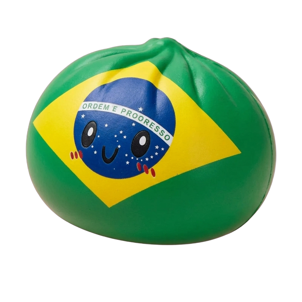Dumpling Squishy Flag Brasilien beim Drücken, weiches Material