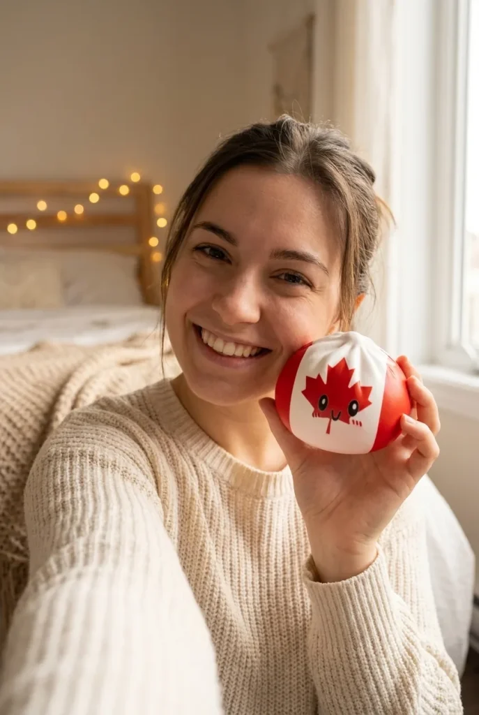 Flag Squishy Dumpling Kanada mit Bambuskorb im Alltag