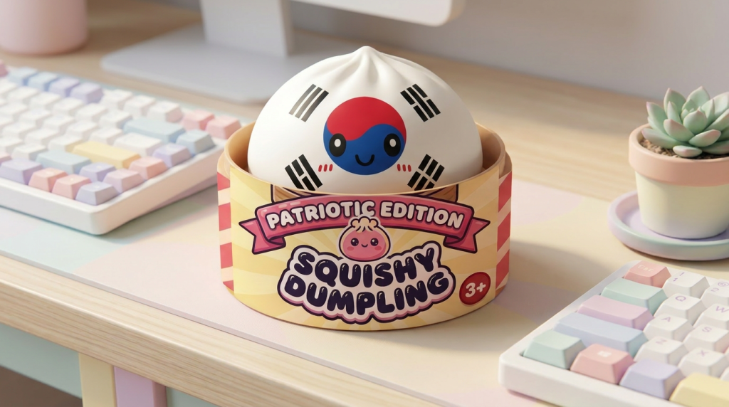 Flag Squishy Dumpling Südkorea in seiner kawaii Umgebung