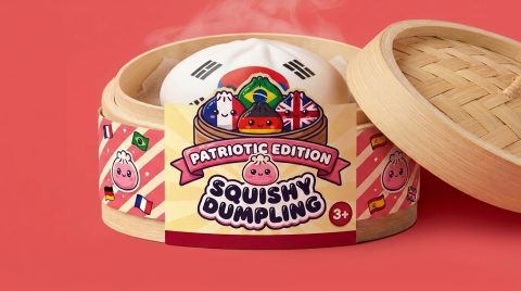 Flag Squishy Dumpling Südkorea im Bambus-Dämpfkörbchen