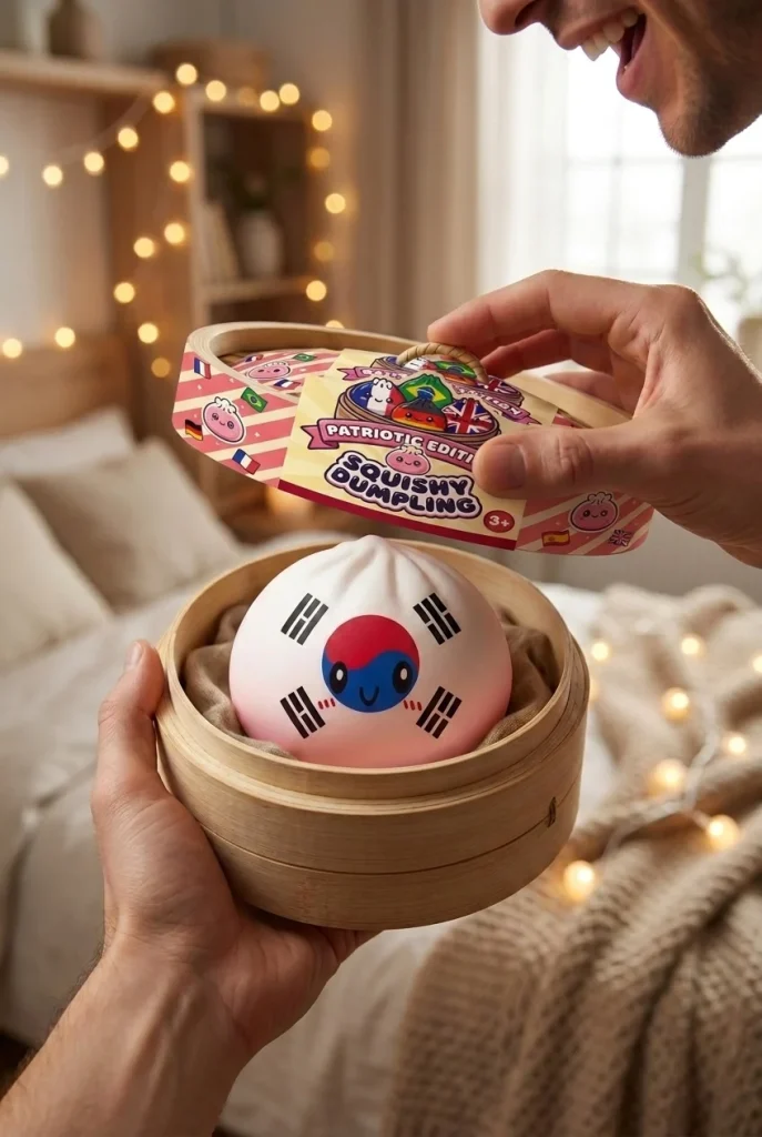 Flag Squishy Dumpling Südkorea beim Auspacken