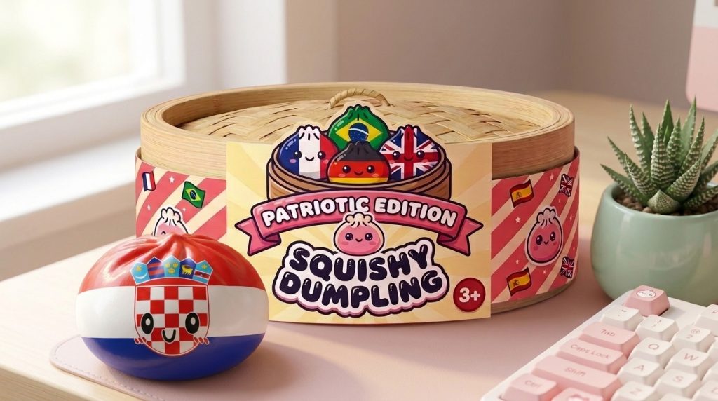 Flag Squishy Dumpling Kroatien in seiner kawaii Umgebung