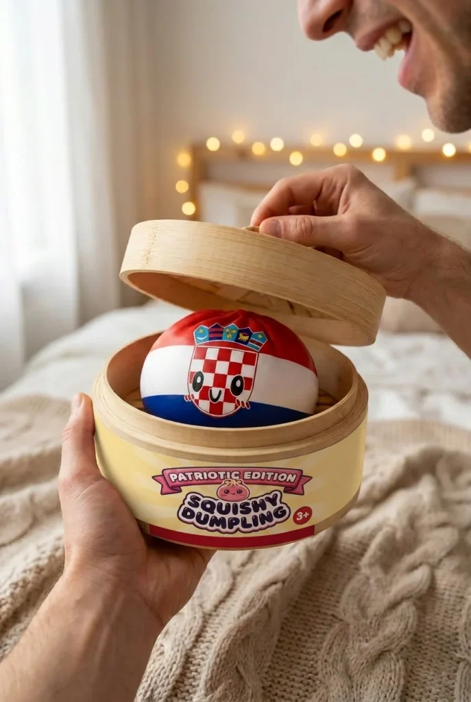 Flag Squishy Dumpling Kroatien beim Auspacken