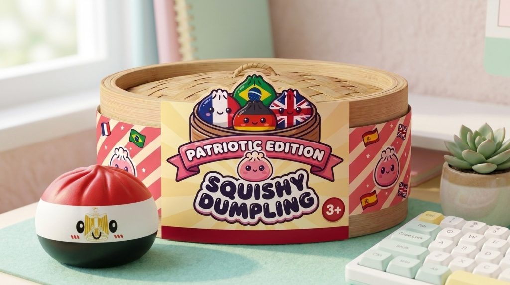 Flag Dumpling Squishy Ägypten – Kawaii Länder-Squishy in seiner kawaii Umgebung