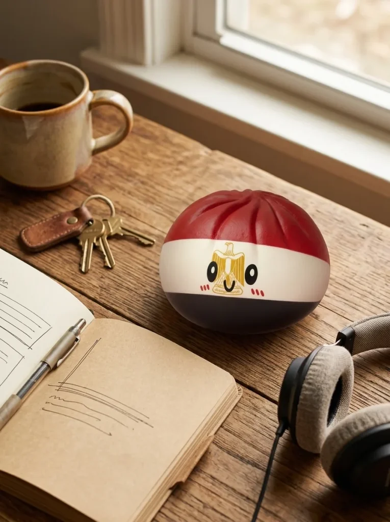 Flag Dumpling Squishy Ägypten – Kawaii Länder-Squishy auf dem Schreibtisch