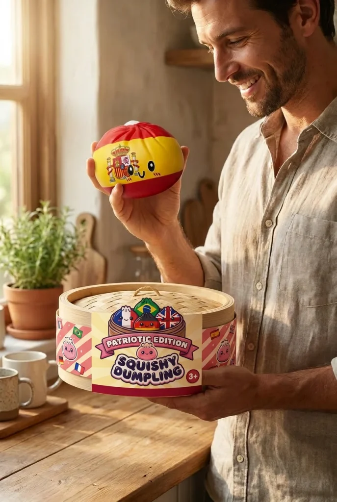 Squishy Flag Dumpling Spanien mit seiner Box