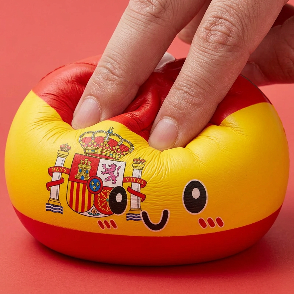 Squishy Flag Dumpling Spanien beim Drücken, weiches Material