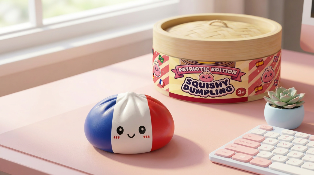 France Flag Squishy Dumpling Trikolore in seiner kawaii Umgebung
