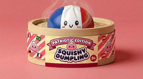France Flag Squishy Dumpling Trikolore im Bambus-Dämpfkörbchen