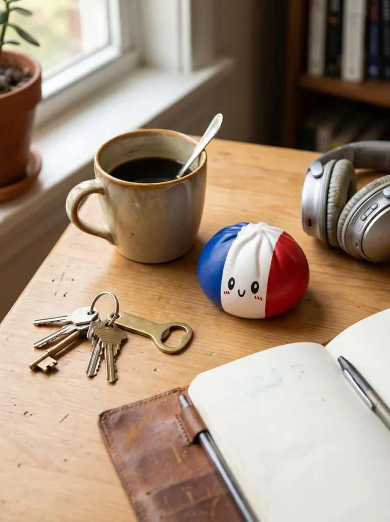 France Flag Squishy Dumpling Trikolore auf dem Schreibtisch