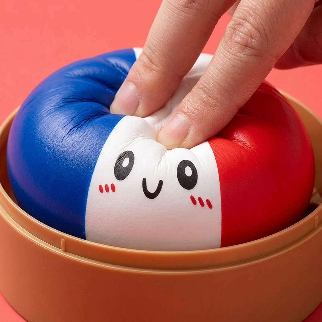 France Flag Squishy Dumpling Trikolore beim Drücken, weiches Material