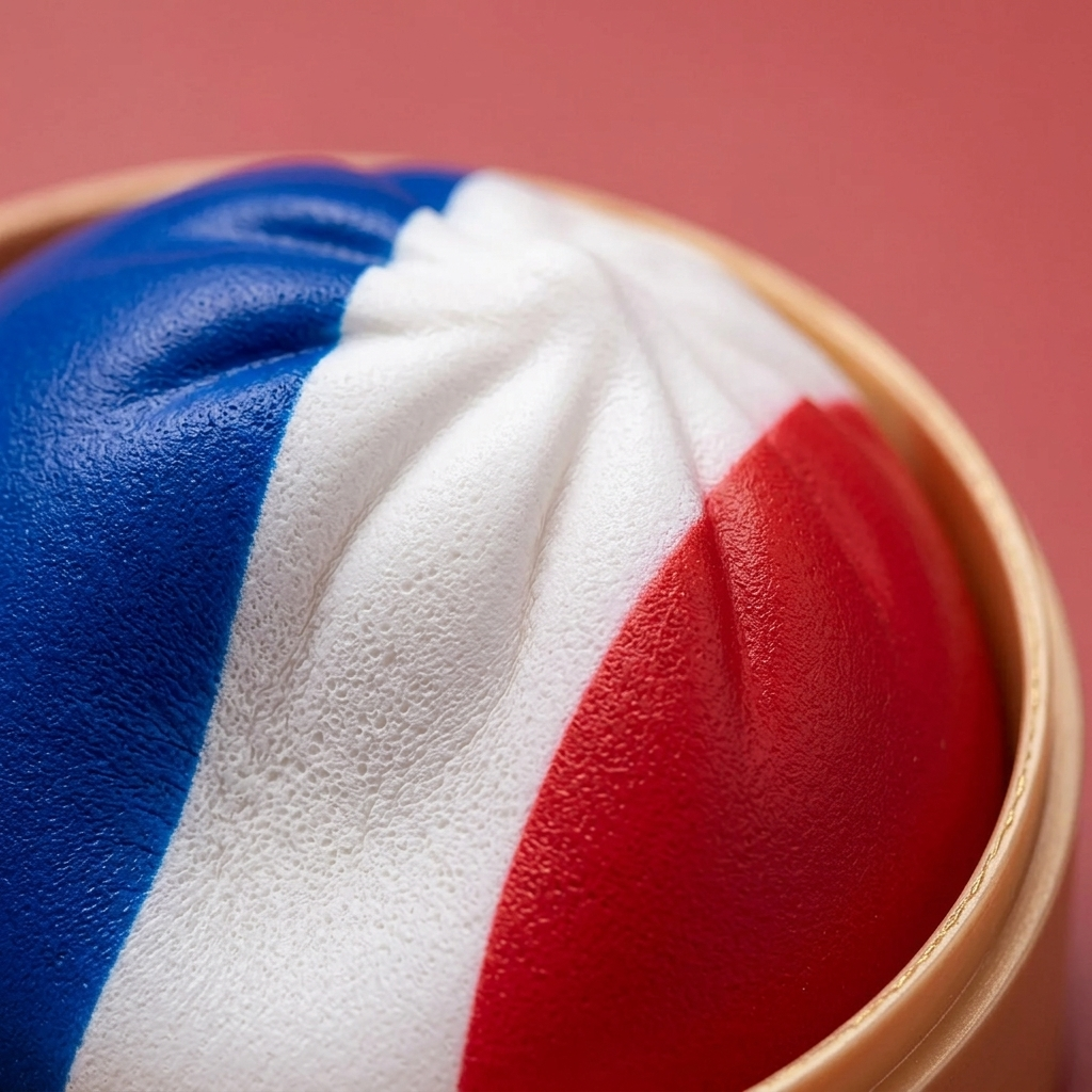 France Flag Squishy Dumpling Trikolore — Makro-Nahaufnahme der Textur