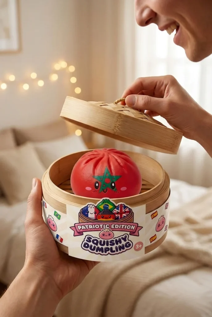 Flag Squishy Dumpling Marokko beim Auspacken