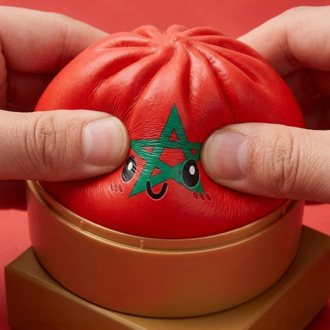 Flag Squishy Dumpling Marokko — slow-rise Effekt, der Schaum federt langsam zurück