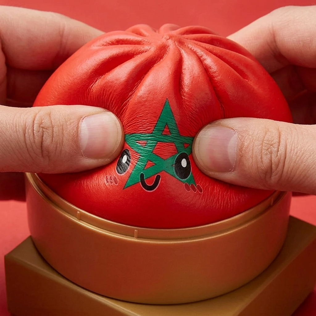 Flag Squishy Dumpling Marokko — slow-rise Effekt, der Schaum federt langsam zurück