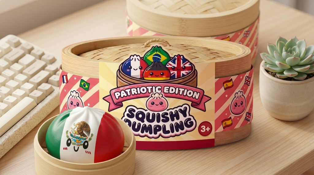 Flag Squishy Dumpling Mexiko – Grün-Weiß-Rot in seiner kawaii Umgebung