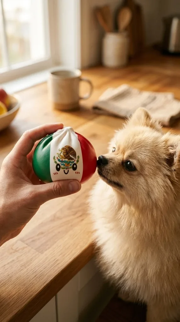 Flag Squishy Dumpling Mexiko – Grün-Weiß-Rot mit einem Kuscheltier