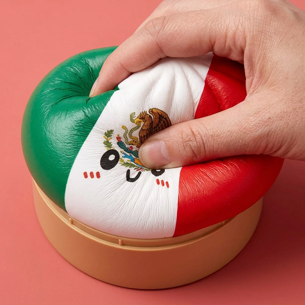 Flag Squishy Dumpling Mexiko – Grün-Weiß-Rot — slow-rise Effekt, der Schaum federt langsam zurück