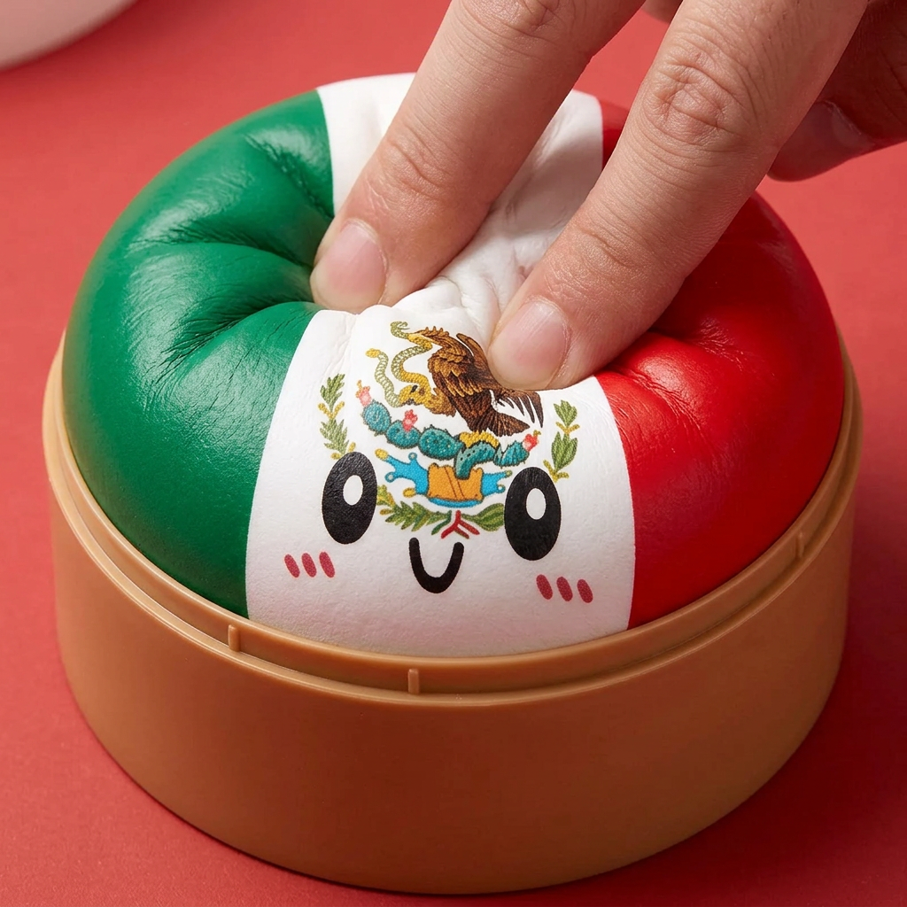 Flag Squishy Dumpling Mexiko – Grün-Weiß-Rot beim Drücken, weiches Material