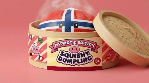 Flag Squishy Dumpling Norwegen im Bambus-Dämpfkörbchen
