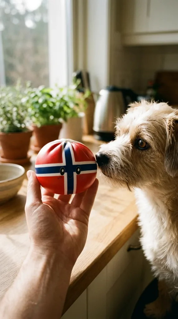 Flag Squishy Dumpling Norwegen mit einem Kuscheltier