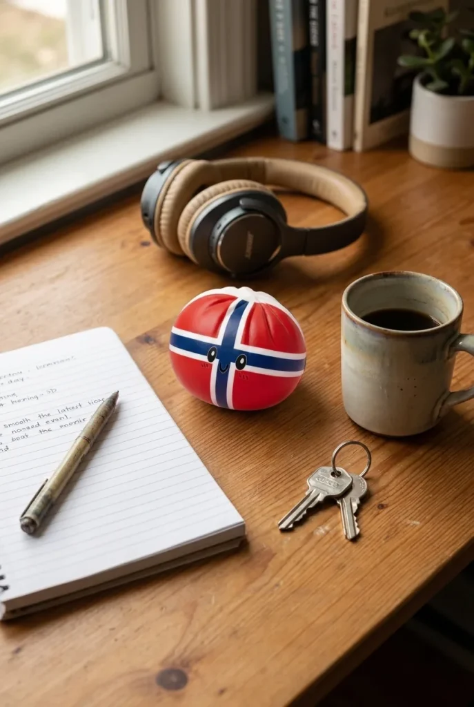Flag Squishy Dumpling Norwegen auf dem Schreibtisch