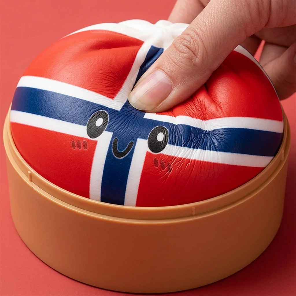 Flag Squishy Dumpling Norwegen — slow-rise Effekt, der Schaum federt langsam zurück