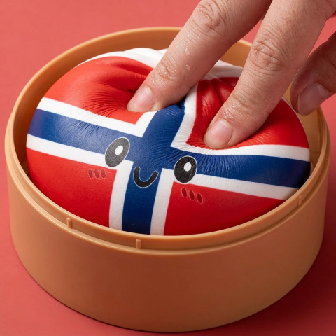 Flag Squishy Dumpling Norwegen beim Drücken, weiches Material