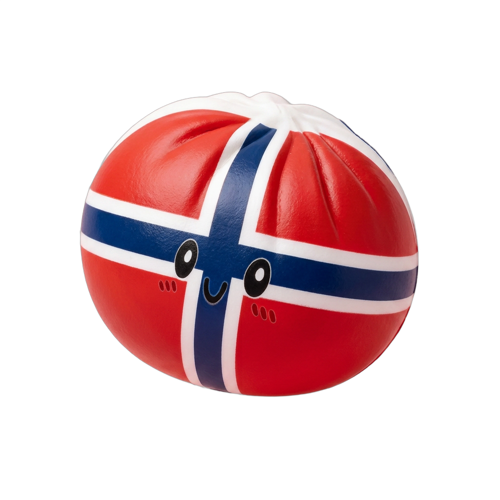 Flag Squishy Dumpling Norwegen beim Drücken, weiches Material