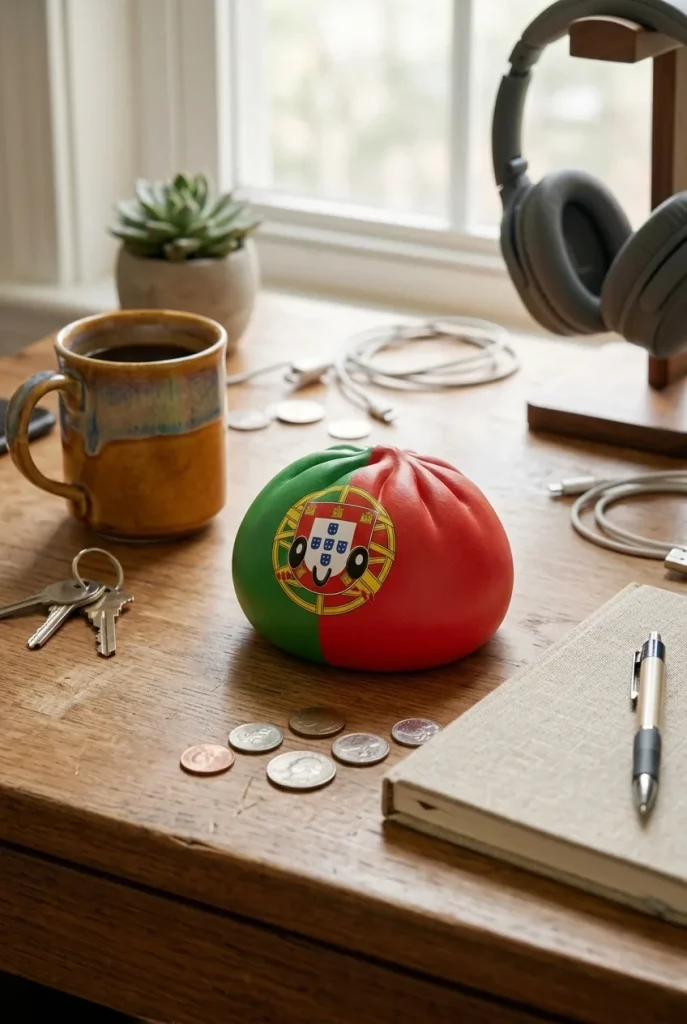 Squishy Dumpling Portugal – Flagge zum Drücken auf dem Schreibtisch