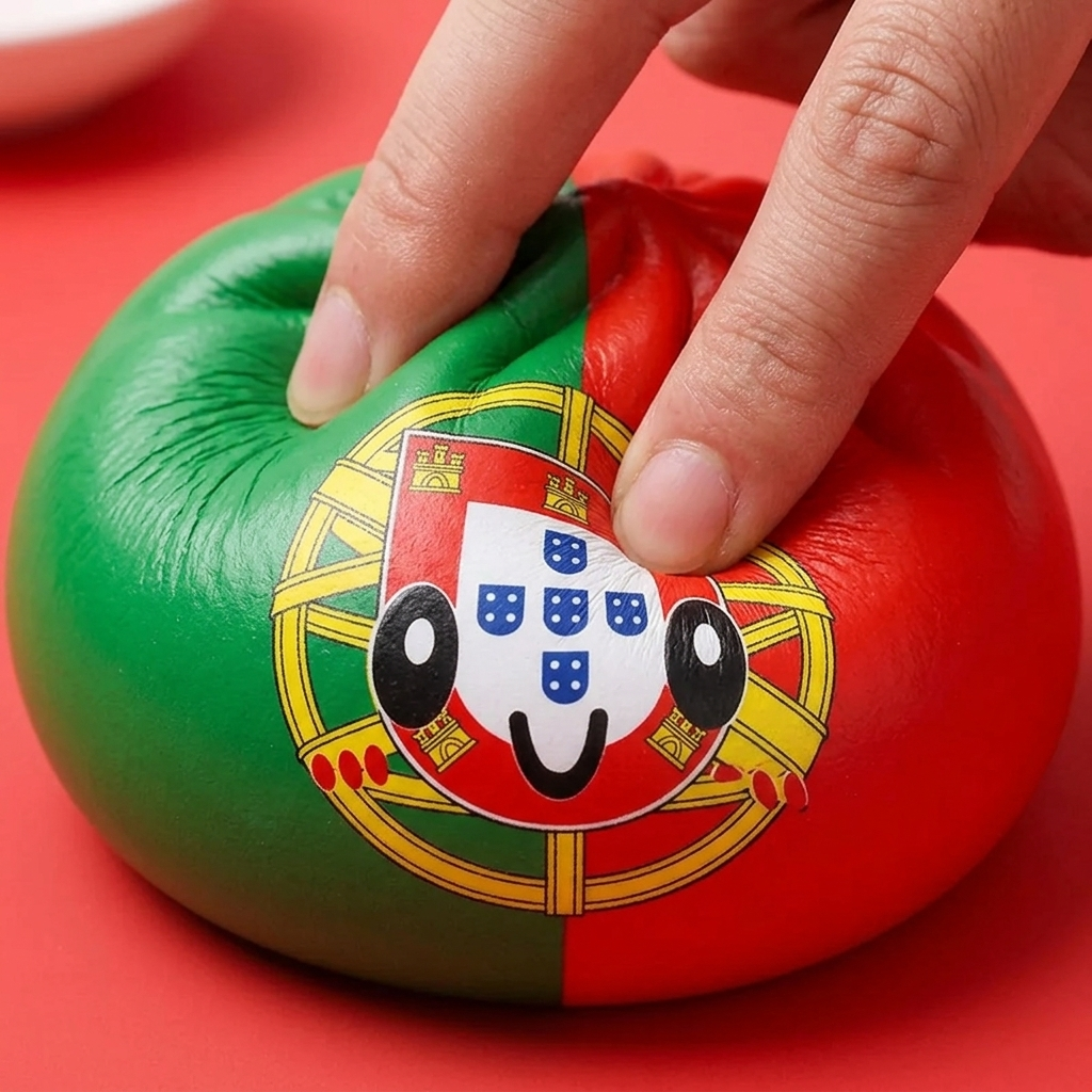 Squishy Dumpling Portugal – Flagge zum Drücken — slow-rise Effekt, der Schaum federt langsam zurück